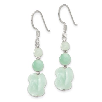 Sterling Silver Polished Amazonite Beads & Rose Dangle Earrings — alternate view