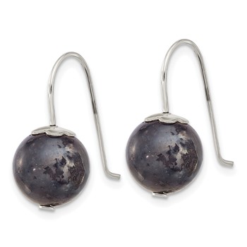 Sterling Silver Polished 10mm Round Labradorite Dangle Earrings — alternate view