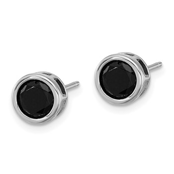 Sterling Silver Rhodium-plated Polished Black Spinel Bezel Stud Earrings — alternate view