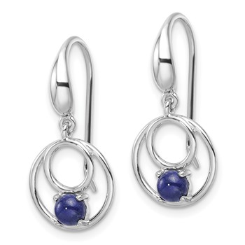 Sterling Silver Rhodium-plated Polished Lapis Circles Dangle Earrings — alternate view