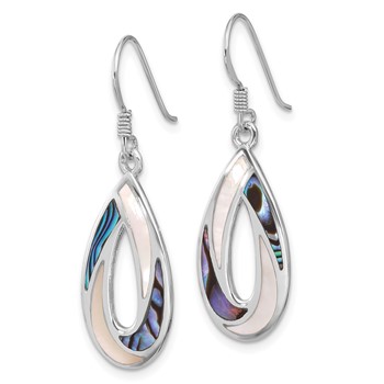 Sterling Silver RH-pltd Polished Abalone & MOP Teardrop Dangle Earrings — alternate view
