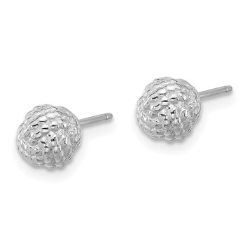 Sterling Silver Rh-plated Polished / Textured 6mm Love Knot Post Earrings — alternate view