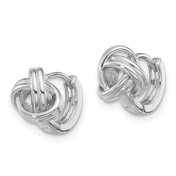 Sterling Silver Rhodium-plated Love Knot Hinged Hoop Earrings — alternate view