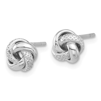 Sterling Silver Rhodium-plated Polished/Textured Love Knot Post Earrings — alternate view