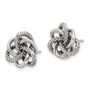 Sterling Silver Antiqued and Polished Love Knot Post Earrings — alternate view