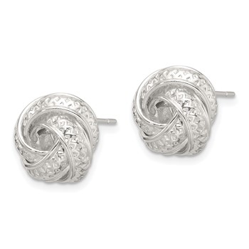 Sterling Silver Polished and Textured Love Knot Post Earrings — alternate view