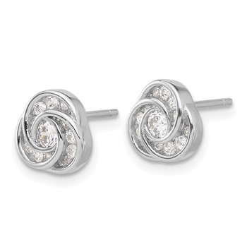 Sterling Silver Rhodium-plated with CZ Love Knot Post Earrings — alternate view