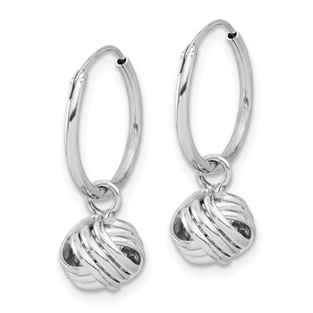 Sterling Silver Rhodium-plated Love Knot Dangle Eternity Hoop Earrings — alternate view