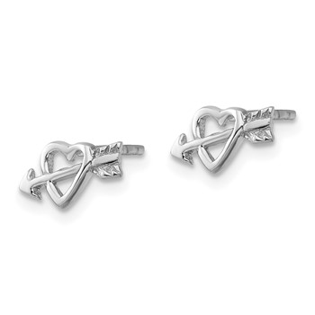Sterling Silver Rhodium-plated Heart w/Arrow Post Earrings — alternate view