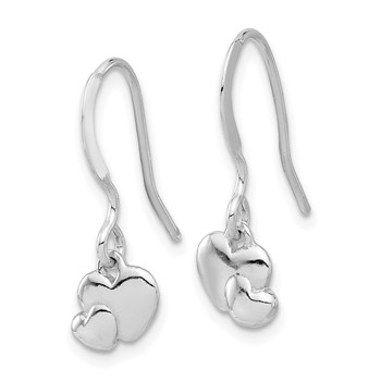 Sterling Silver Rhodium-plated Hearts Dangle Earrings — alternate view