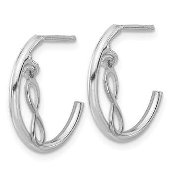 Sterling Silver Rh-plated Polished Infinity Dangle J-Hoop Post Earrings — alternate view