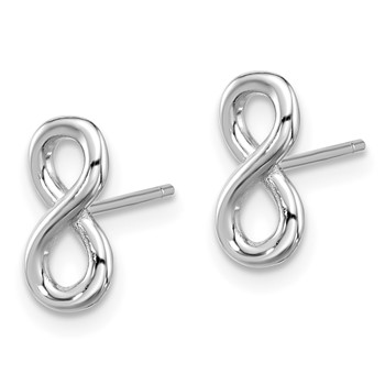 Sterling Silver Rhodium-plated Polished Infinity Post Earrings — alternate view