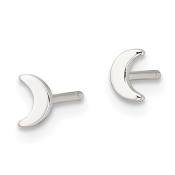 Sterling Silver E-Coating Moon Post Earrings — alternate view
