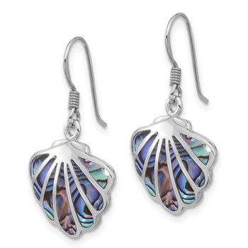 Sterling Silver Rhodium-Plated Polished Abalone Shell Dangle Earrings — alternate view