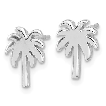 Sterling Silver Rhodium-plated Palm Tree Post Earrings — alternate view