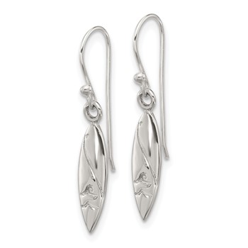 SS Polished Pointed Oval Wave Shephard Hook Dangle Earrings — alternate view