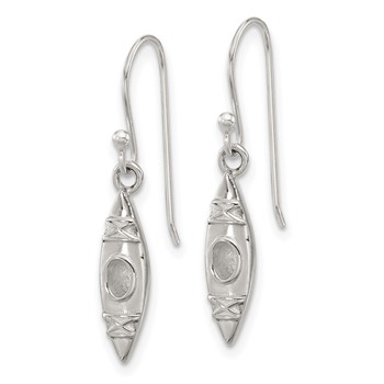 Sterling Silver Polished Canoe / Kayak Dangle Earrings — alternate view