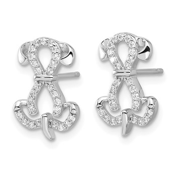 Sterling Silver Rhodium-plated CZ Dog Post Earrings — alternate view
