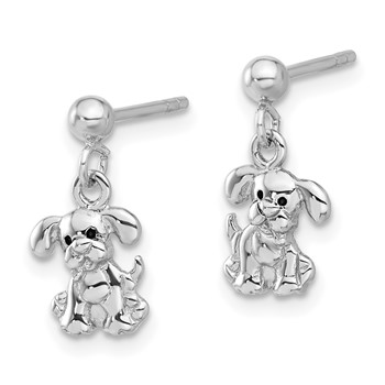Sterling Silver Rhodium-plated Enameled Dog Post Dangle Earrings — alternate view