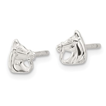 Sterling Silver E-coated Horse Post Earrings — alternate view