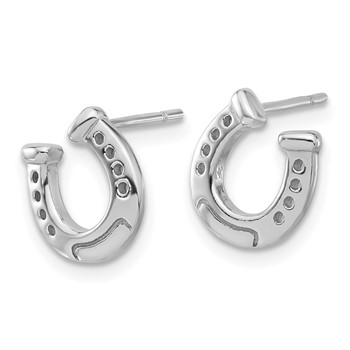 Sterling Silver Rhodium-plated Horseshoe Post Earrings — alternate view