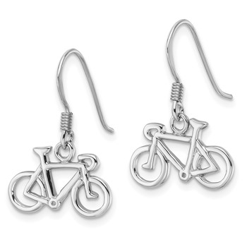 Sterling Silver Rhodium-Plated Polished Bicycle Dangle Earrings — alternate view