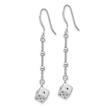 Sterling Silver Rhodium-plated Dice and Beads Dangle Earrings — alternate view