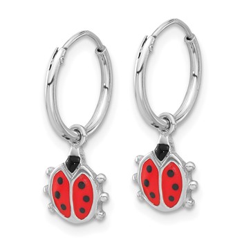 Sterling Silver Rhodium-plated Madi K Enamel Ladybug Hoop Earrings — alternate view