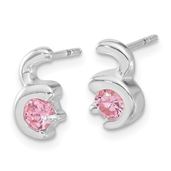 Sterling Silver Pink CZ Post Earrings — alternate view