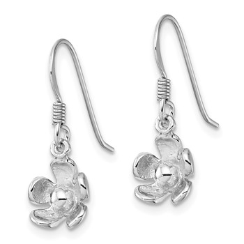 Sterling Silver Rhodium-Plated Polished Dangle Flower Earrings — alternate view
