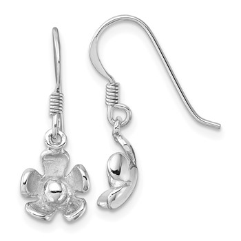 Sterling Silver Rhodium-Plated Polished Dangle Flower Earrings