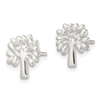 Sterling Silver E-Coating Polished Tree Post Earrings — alternate view