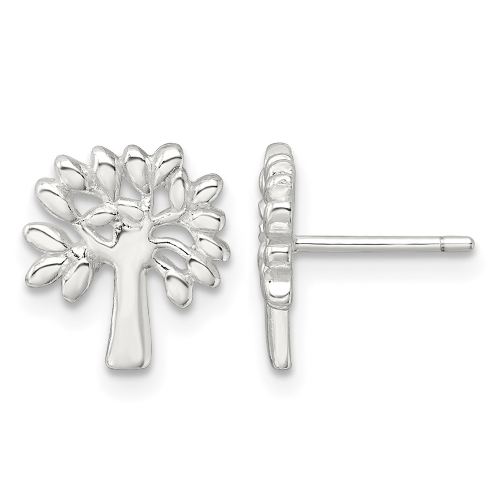 Sterling Silver E-Coating Polished Tree Post Earrings