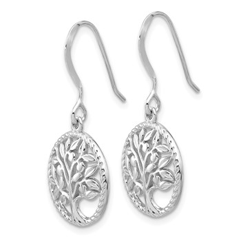 Sterling Silver Rhodium-plated Tree of Life Dangle Earrings — alternate view