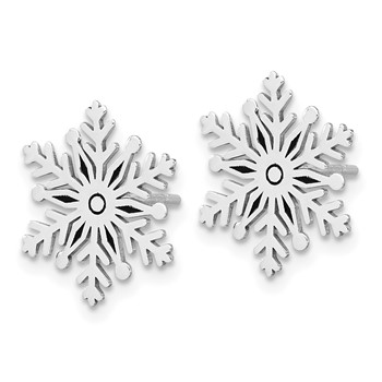 Sterling Silver Rhodium-plated Enamel Snowflake Post Earrings — alternate view