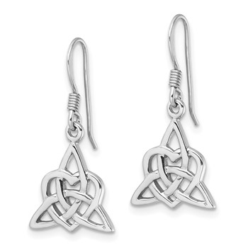 Sterling Silver Rh-Plated Polished Triangle Heart Celtic Design Earrings — alternate view