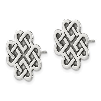 Sterling Silver Oxidized Celtic Design Post Earrings — alternate view