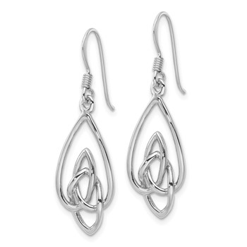 Sterling Silver Rhodium-Plated Polished Dangle Celtic Knot Design Earrings — alternate view