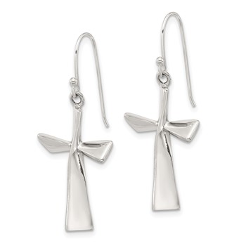 Sterling Silver Polished Cross Dangle Earrings — alternate view