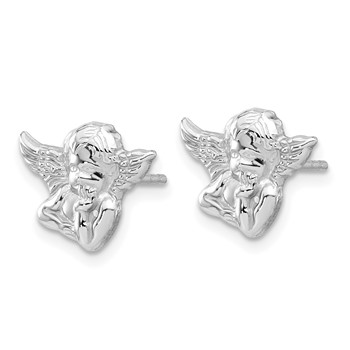 Sterling Silver Polished & Textured Cherub Post Earrings — alternate view