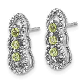 Sterling Silver Rhodium-plated Peridot Post Earrings — alternate view