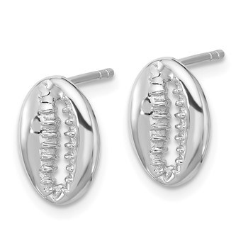 Sterling Silver Rh-plated Polished Cowrie Shell Post Earrings — alternate view