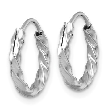 Sterling Silver Rhodium-plated Polished Twisted 2.25 x 15.5mm Round Endless Hoop Earrings — alternate view
