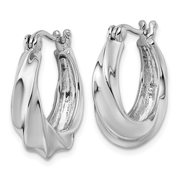 Sterling Silver Rhodium-plated Polished 6mm x 19mm Graduated Twisted Hoop Earrings — alternate view