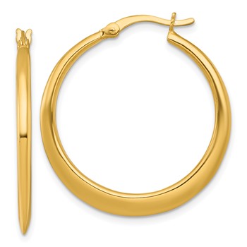 Sterling Silver Gold-tone Polished 30.0mm Tapered Round Hoop Earrings