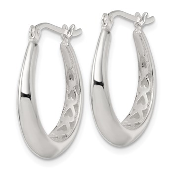 Sterling Silver Polished Knife Edge Tapered Oval Hoop Earrings — alternate view