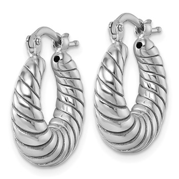 Sterling Silver Rhodium-plated Polished 5.5 x 18mm Twisted Graduated Tube Hoop Earrings — alternate view