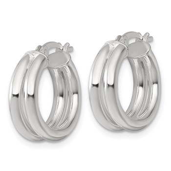 Sterling Silver Polished Double Tube Hoop Earrings — alternate view