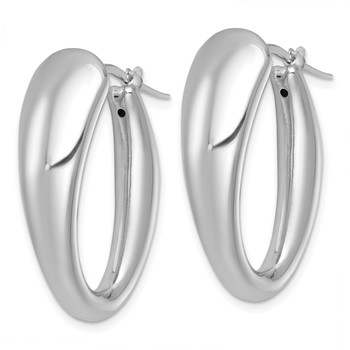 Sterling Silver Rhodium-plated Polished Oval Graduated Hollow Hoop Earrings — alternate view