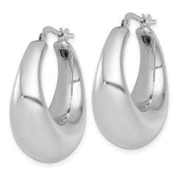 Sterling Silver Rhodium-plated Polished 12mm Graduated Puffed Hoop Earrings — alternate view